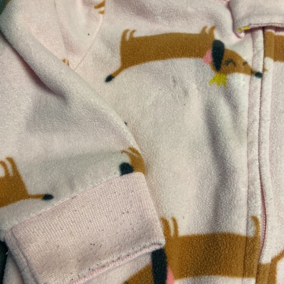 Carter’s Fleece Sleeper Dachshund Dog Allover Print Size 12 Months - Picture 4 of 5